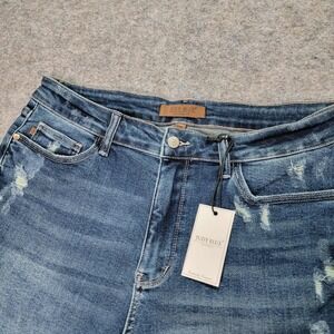 Judy Blue 2XL Dark Blue Distressed Denim Jean Shorts‎ Plus Size NWT